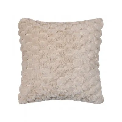 Γούνινη διακοσμητική μαξιλαροθήκη mink (45cm x 45cm) ivory