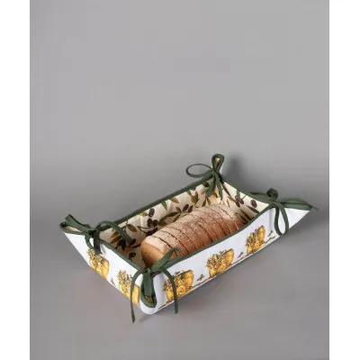 Βαμβακερή ψωμιέρα με στάμπα (33cm x 48cm) πυθάρι λευκή