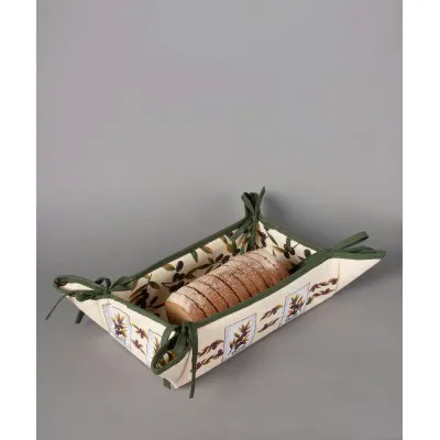 Βαμβακερή ψωμιέρα με στάμπα (33cm x 48cm) ελιά εκρού