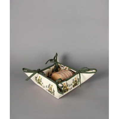 Βαμβακερή ψωμιέρα με στάμπα (35cm x 35cm) μπουκάλι εκρού