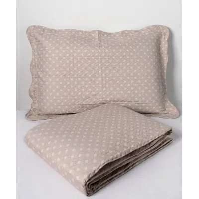 ΚΟΥΒΕΡΛΙ σετ (220cm x 240cm   2 x 50cm x 70cm) dot beige