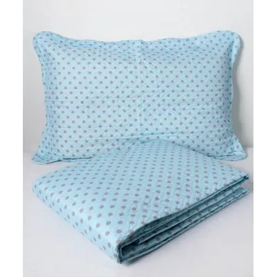 ΚΟΥΒΕΡΛΙ σετ (220cm x 240cm   2 x 50cm x 70cm) dot siel
