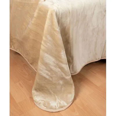 Βελουτέ κουβέρτες (220cm x 240cm) μπεζ