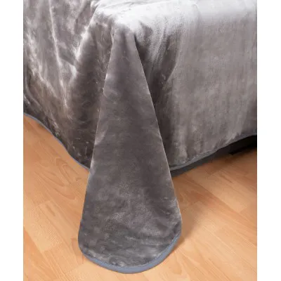 Βελουτέ κουβέρτες (220cm x 240cm) ανοιχτό γκρί