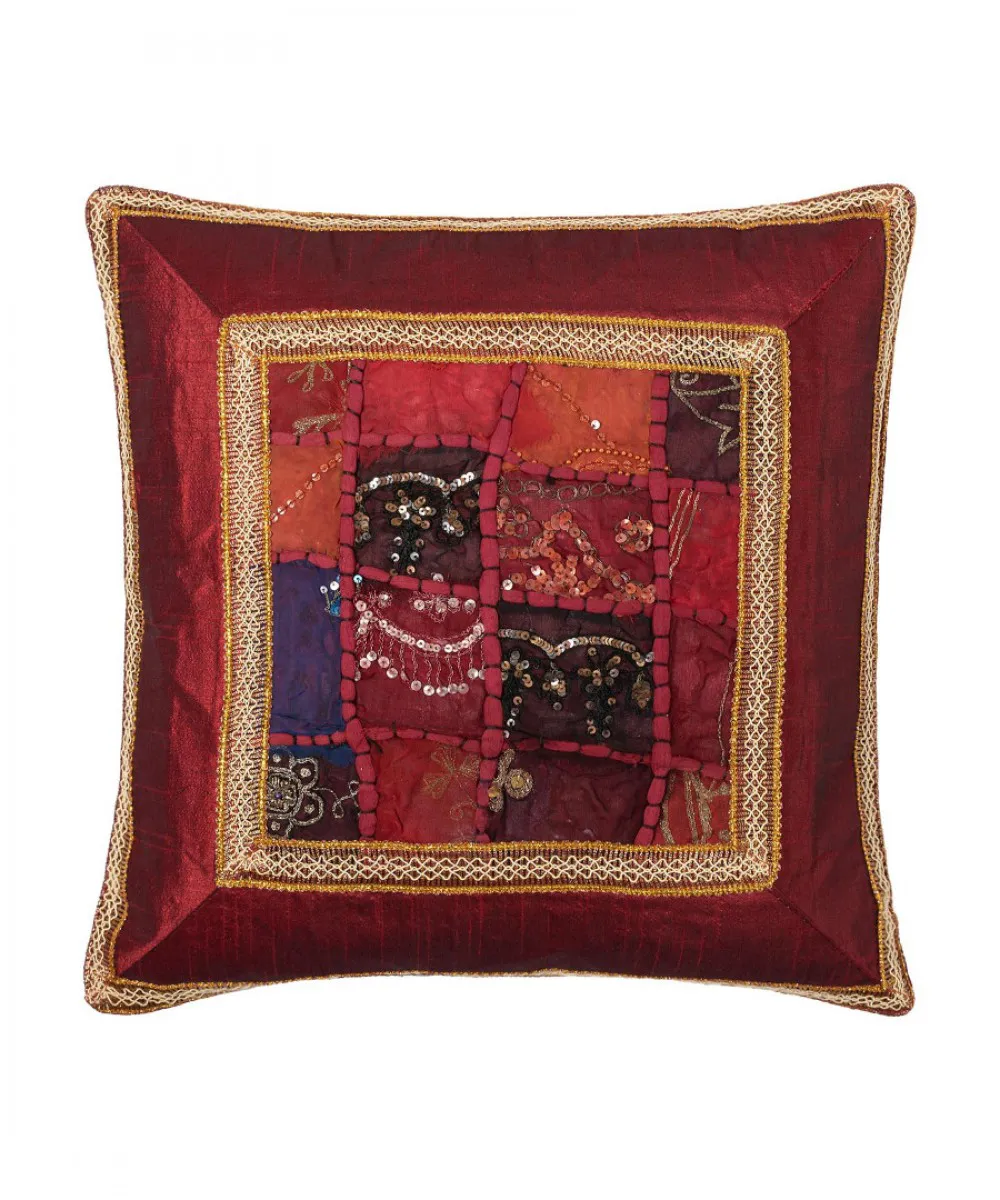 Μαξιλαροθήκη antic με φάσα (45cm x 45cm) μπορντώ