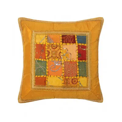 Μαξιλαροθήκη antic με φάσα (45cm x 45cm) κίτρινο σκούρο