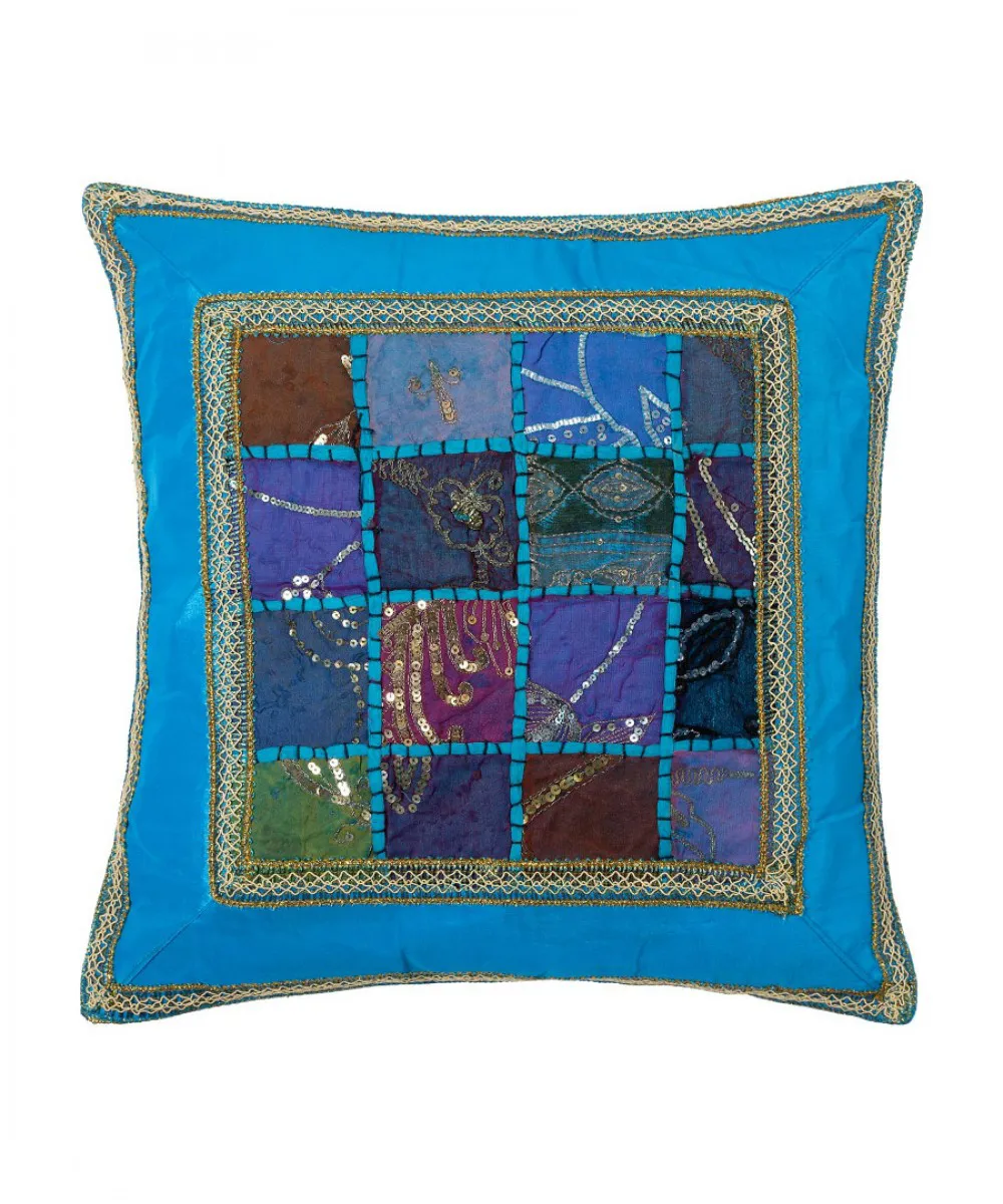 Μαξιλαροθήκη antic με φάσα (45cm x 45cm) σιέλ