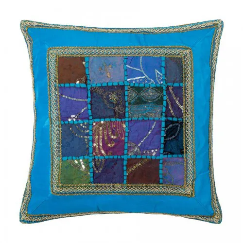 Μαξιλαροθήκη antic με φάσα (45cm x 45cm) σιέλ