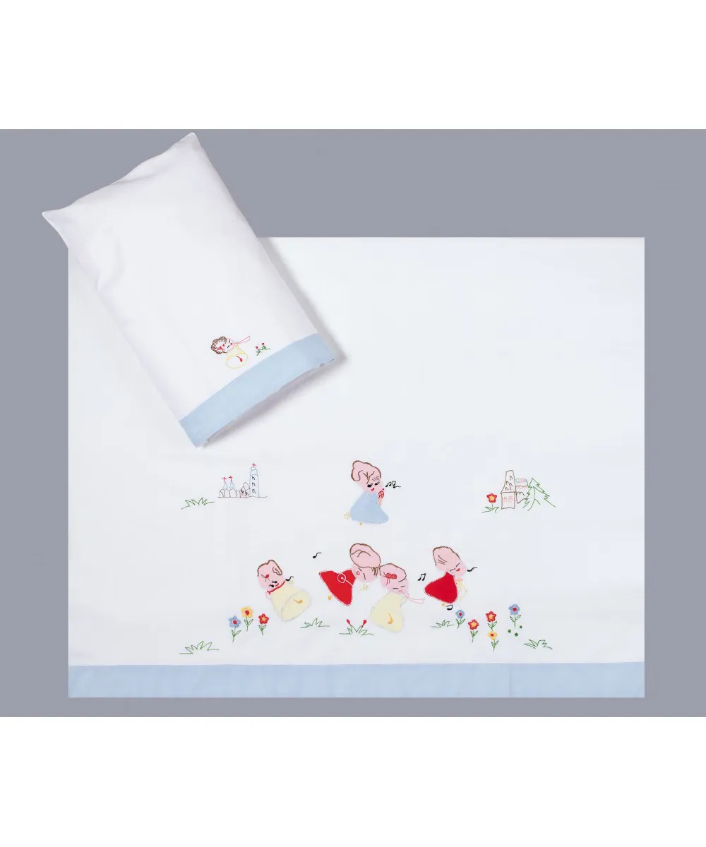 bebe σεντόνι (85cm x 135cm   26cm x 40cm) σιέλ