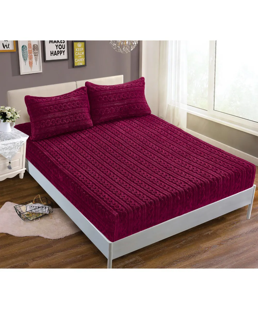 Σεντόνι fleece braid (100cm x 200cm ) μπορντώ