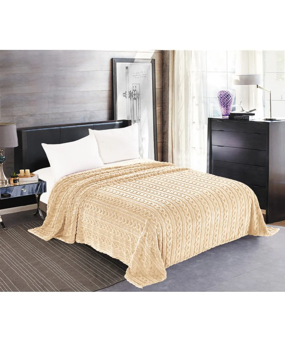 Κουβέρτα fleece braid (220cm x 240cm) ivory