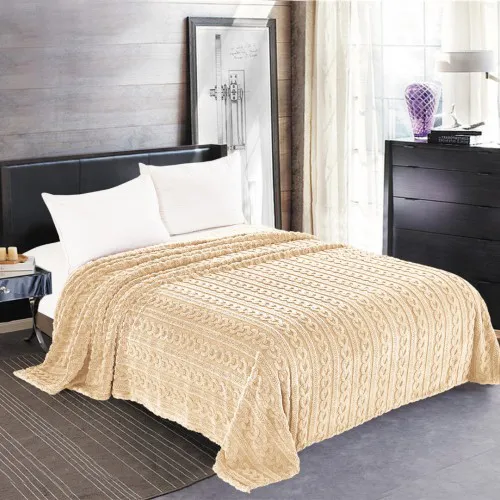 Κουβέρτα fleece braid (220cm x 240cm) ivory