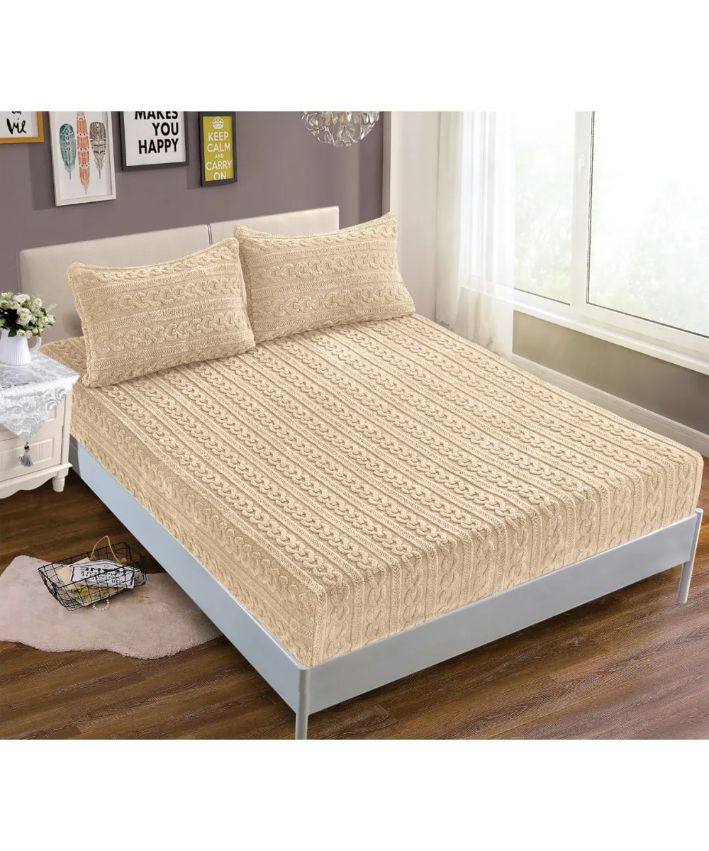 Σεντόνι fleece braid (100cm x 200cm ) ivory