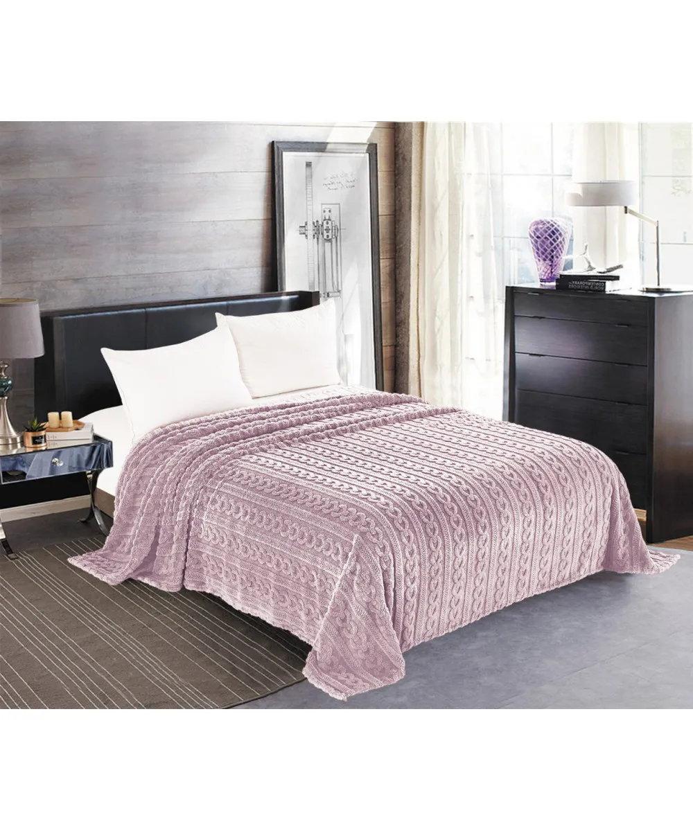 Κουβέρτα fleece braid (220cm x 240cm) λιλά