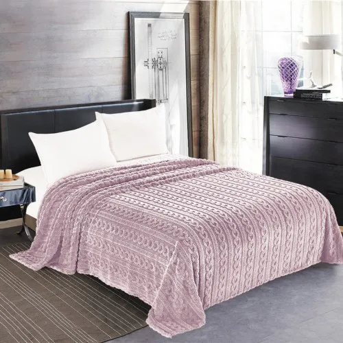 Κουβέρτα fleece braid (220cm x 240cm) λιλά