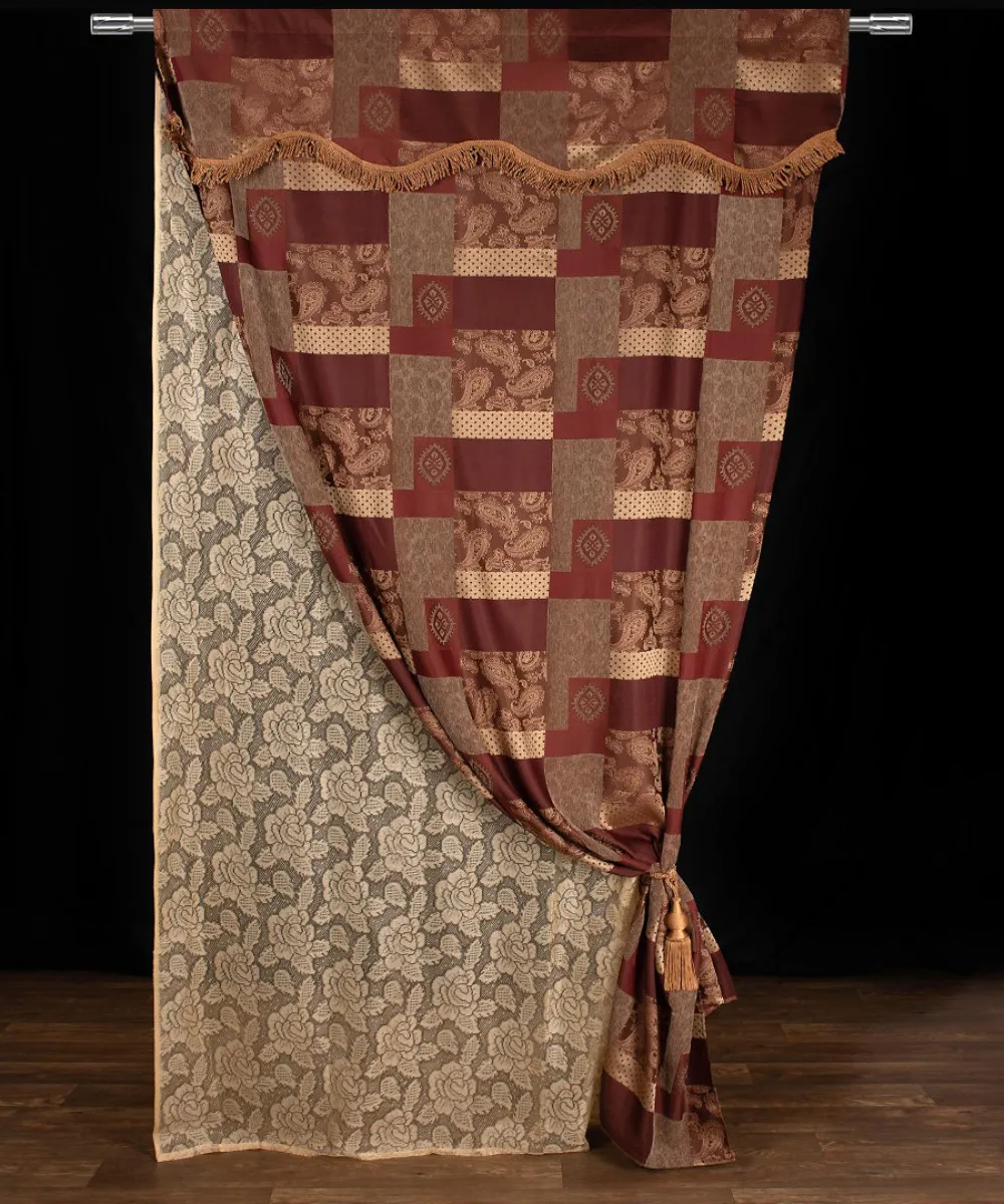 Κουρτίνα eleni (150cm x 280cm) με τούνελ Μπορντώ