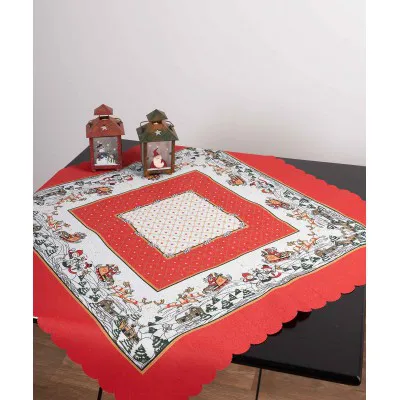 χριστουγεννιάτικο τραπεζομάντηλο (140cm x 180cm) λευκός Άι Βασίλης