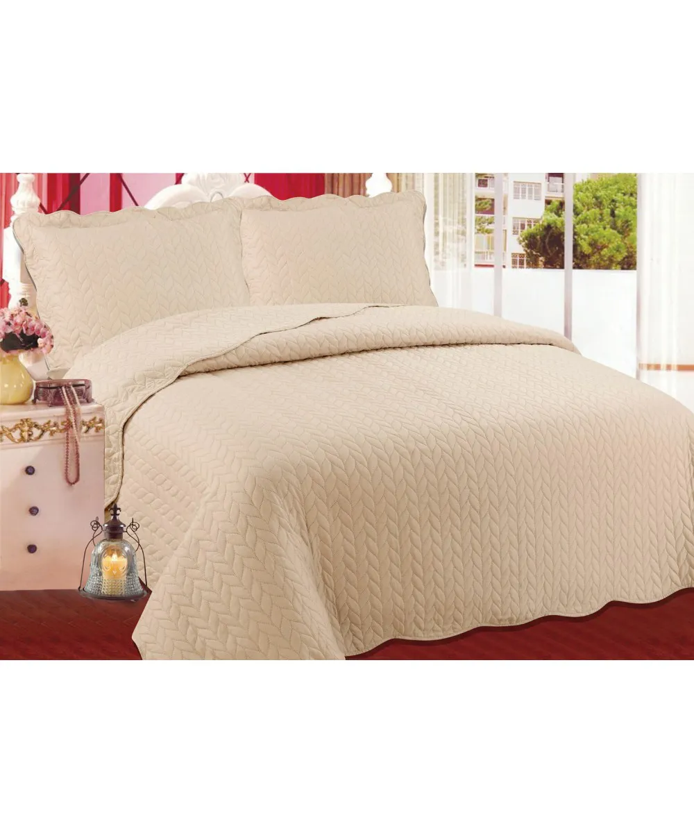 ΚΟΥΒΕΡΛΙ σετ (220cm x 240cm   2 x 50cm x 70cm) φύλλο light brown