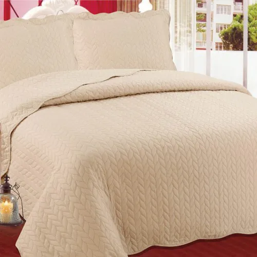 ΚΟΥΒΕΡΛΙ σετ (220cm x 240cm   2 x 50cm x 70cm) φύλλο light brown