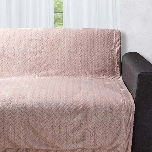 Διακοσμητικό fleece ριχτάρι με sherpa  (150cm x 200cm) λιλά