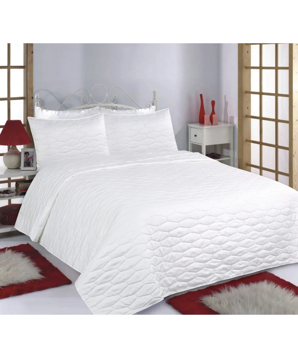 ΚΟΥΒΕΡΛΙ σετ (220cm x 240cm   2 x 50cm x 70cm) RUBY  MICROSATIN ivory