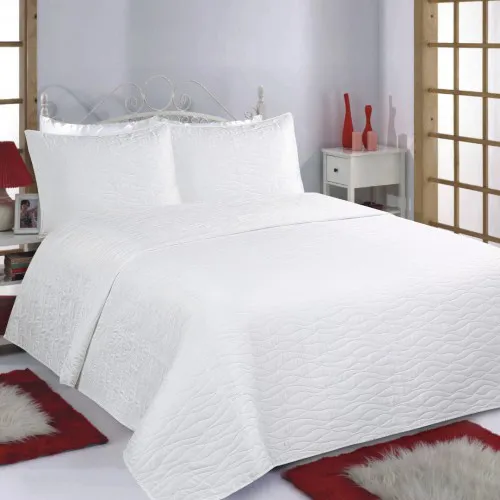 ΚΟΥΒΕΡΛΙ σετ (240cm x 260cm   2 x 50cm x 70cm) WAVES  MICROSATIN ivory