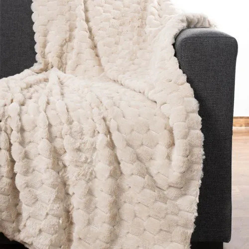 Διακοσμητικό γούνινο ριχτάρι mink (170cm x 220cm) ivory