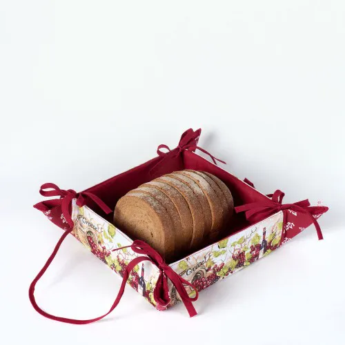 Βαμβακερή ψωμιέρα με στάμπα (35cm x 35cm) κόκκινη