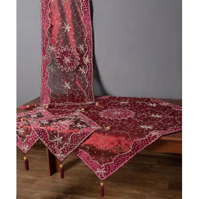 Σετ 4 τεμαχίων (90cm x 90cm, 42cm x 105cm, 2x38cm x 38cm) Ουρανία Μπορντώ