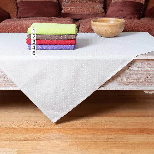 τραπεζοκαρέ (140cm x 140cm) πουά καφέ