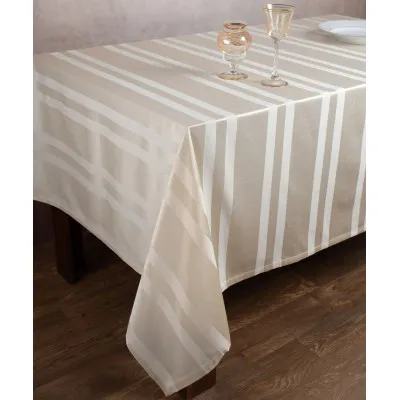 Ριγέ τραπεζομάντηλο dimitra (150cm x 270cm) μπέζ