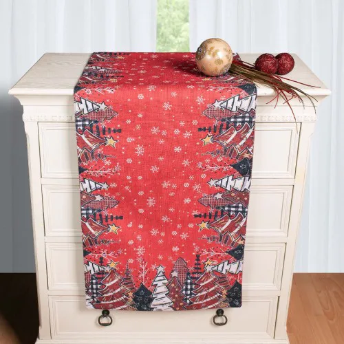 Χριστουγεννιάτικη Τραβέρσα με στάμπα (45cm x 170cm) ks2025-2