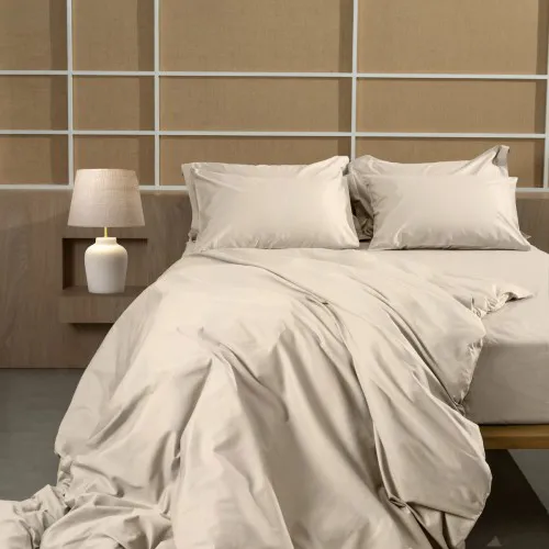 Παπλωματοθήκη Βαμβακοσατέν Omnia Beige Υπέρδιπλη (220x240)