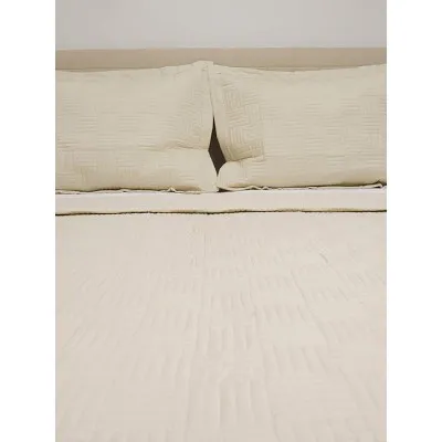 Κουβερλί Percale κεντητό Beige Υπέρδιπλο (220x240)