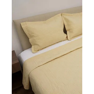Κουβερλί Percale κεντητό Yellow Υπέρδιπλο (220x240)