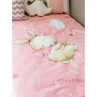 Κουβέρτα Βελουτέ Κούνιας 1545 Pink 110x140