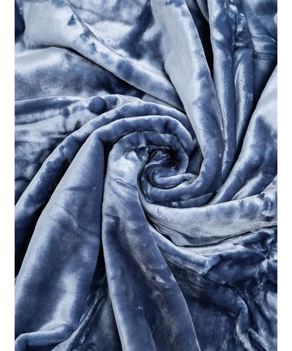 Κουβέρτα βελούδινη Iris Blue Υπέρδιπλη (220x240)