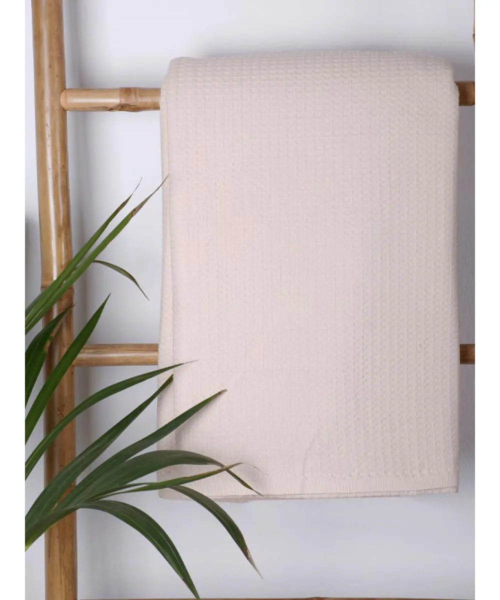 Κουβέρτα πικέ cotton Beige Υπέρδιπλη (230x265)