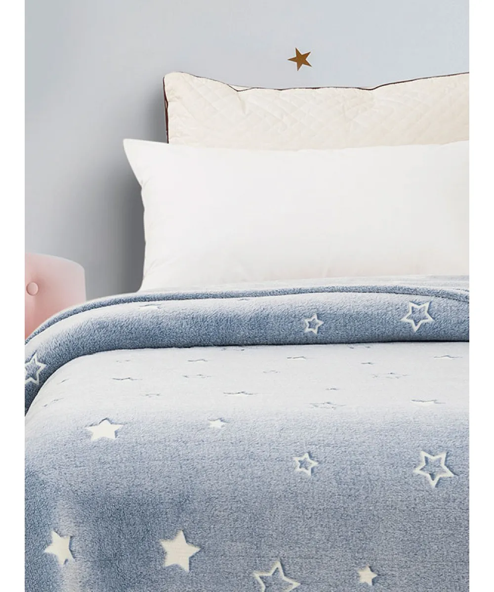 Κουβέρτα φωσφοριζέ αγκαλιας Stars Blue 80x90