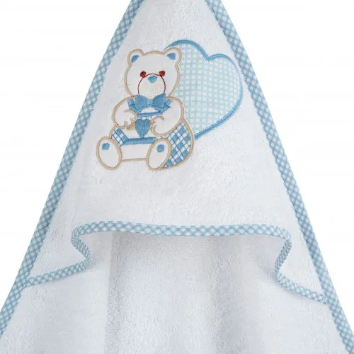 Κάπα κεντητή Heart Blue 75x75