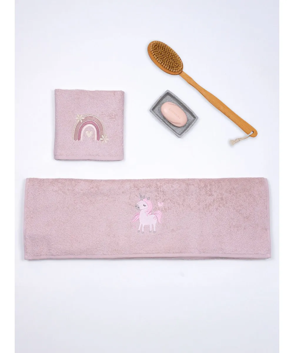 Fluffy Κεντητή Πετσέτα Powder Unicorn 2 τμχ.