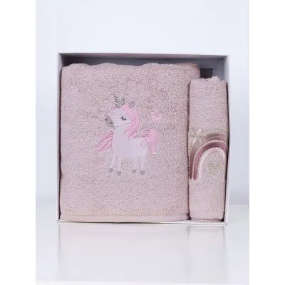 Fluffy Κεντητή Πετσέτα Powder Unicorn 2 τμχ.