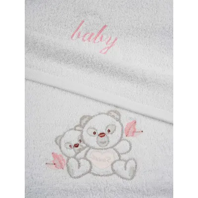 Σετ πετσέτες κεντητές Panda 02 White/Pink
