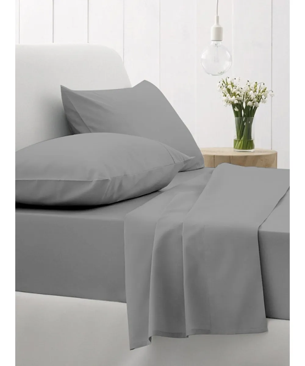 Σεντόνι Cotton Feelings φλατ 107 Dark Grey Υπέρδιπλο (235x270)