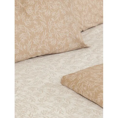 Σετ Σεντόνια Cotton Feelings 2052 Beige Μονό με λάστιχο(105x205 30)