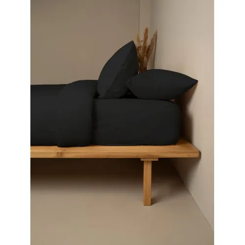 Σετ Σεντόνια Cotton Feelings 111 Black Μονό με λάστιχο(105x205 30)