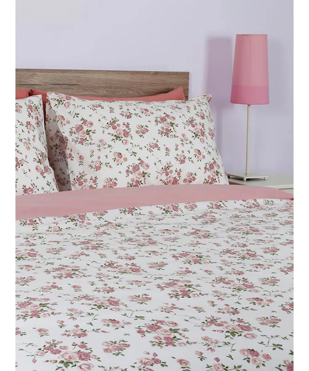 Σετ Σεντόνια Cotton Feelings 929 Pink Μονό με λάστιχο(105x205 30)