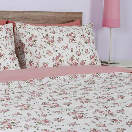 Σετ Σεντόνια Cotton Feelings 929 Pink Μονό με λάστιχο(105x205 30)