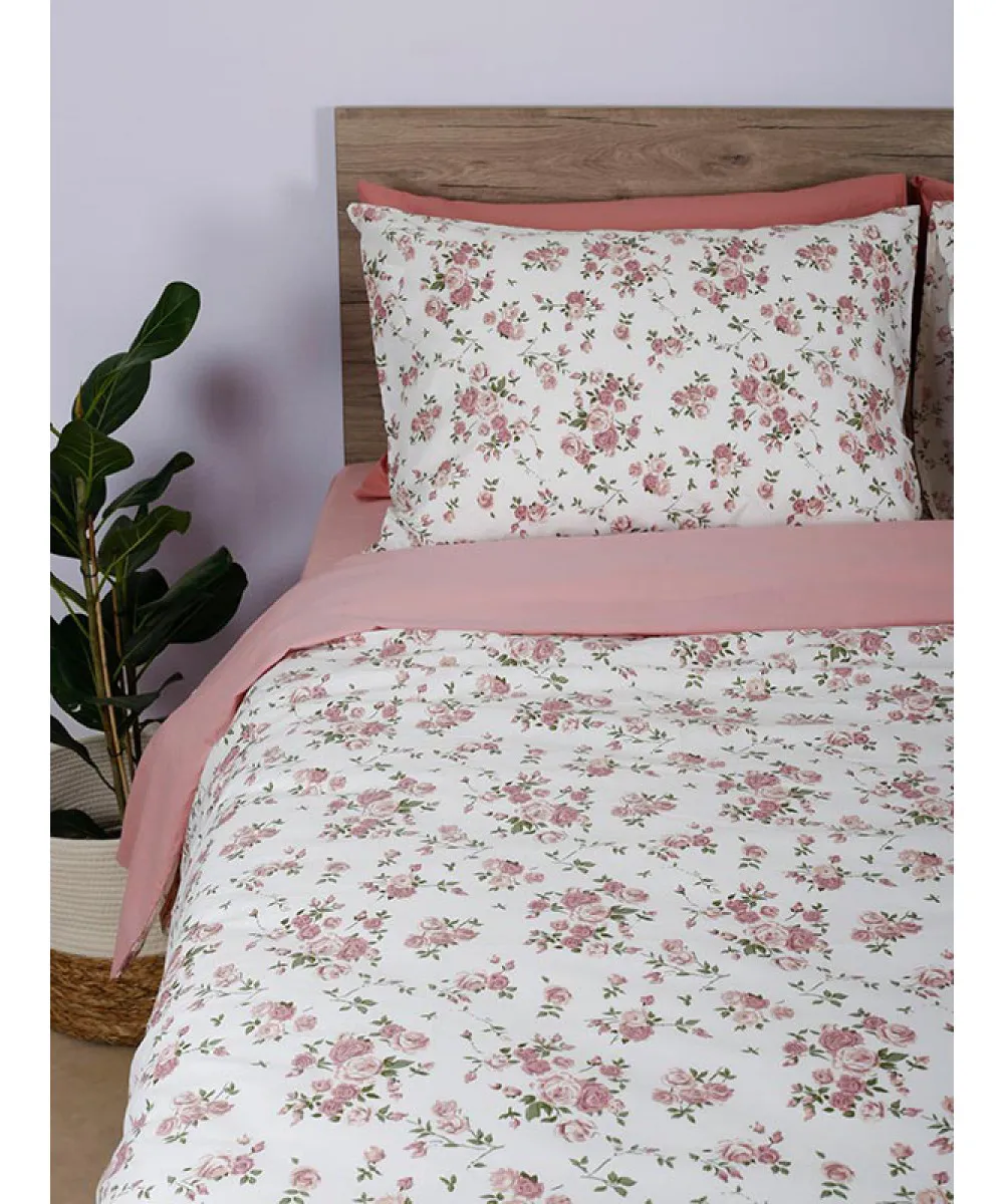 Σετ Σεντόνια Cotton Feelings 929 Pink Μονό με λάστιχο(105x205 30)