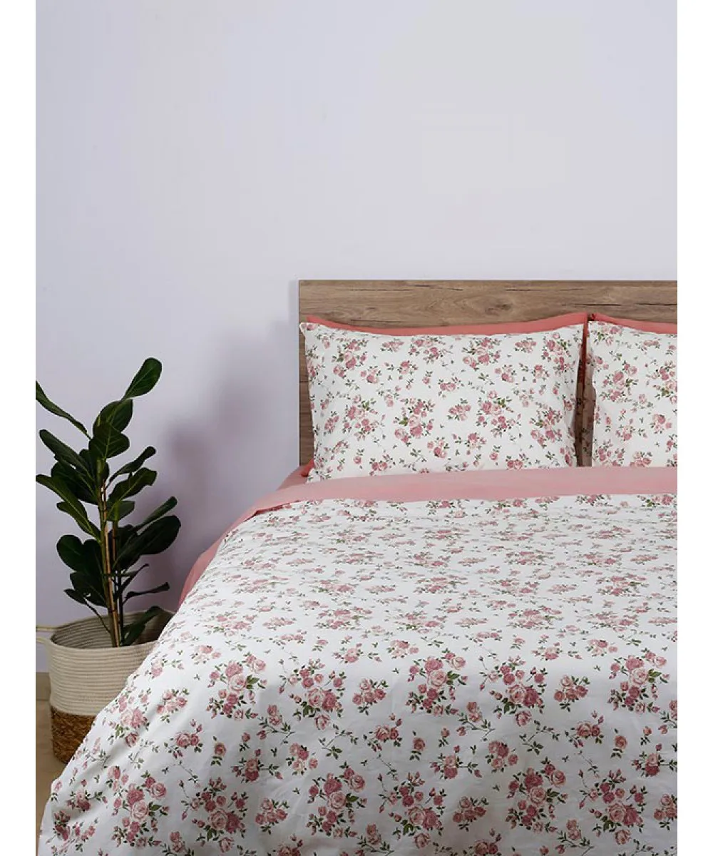 Σετ Σεντόνια Cotton Feelings 929 Pink Μονό με λάστιχο(105x205 30)